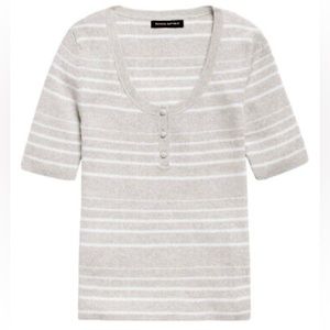 NWT Banana Republic Short-Sleeve Ribbed Henley Top